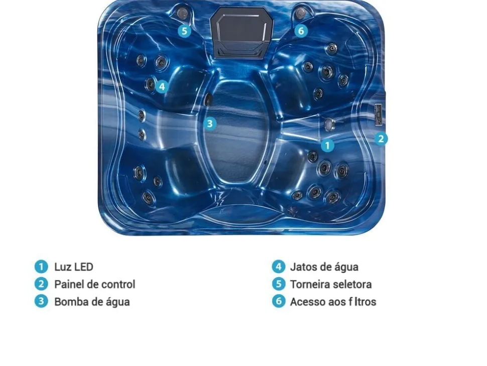 Banheira De Hidromassagem Para Exterior Em Acrilico Azul 180 X 215 Cm Arcelia