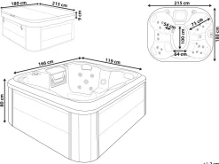 Banheira De Hidromassagem Para Exterior Em Acrilico Azul 180 X 215 Cm Arcelia