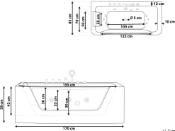 Banheira De Hidromassagem Em Acrilico Branco 170 X 85 Cm Barranca