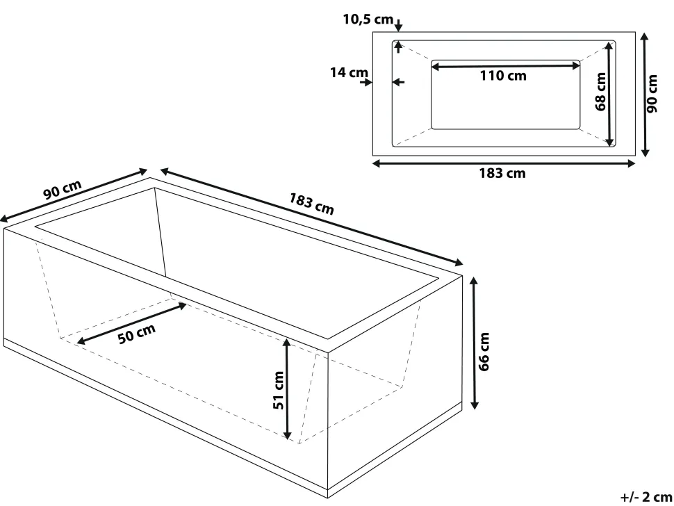 Banheira De Hidromassagem Versao A Direita Em Acrilico Preto 183 X 90 Cm Varadero
