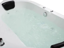 Banheira De Hidromassagem De Canto Em Acrilico Branco Com Led 140 X 140 Cm Meves