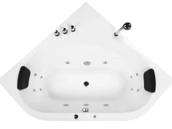 Banheira De Hidromassagem De Canto Em Acrilico Branco Com Led 140 X 140 Cm Meves
