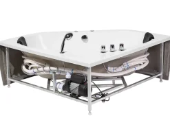 Banheira De Hidromassagem De Canto Em Acrilico Branco Com Led 140 X 140 Cm Meves