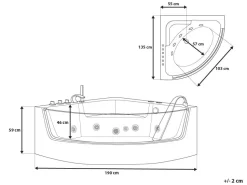 Banheira De Hidromassagem De Canto Em Acrilico Branco Com Led 190 X 135 Cm Marina