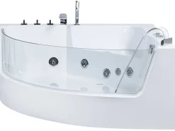 Banheira De Hidromassagem De Canto Em Acrilico Branco Com Led 190 X 135 Cm Marina