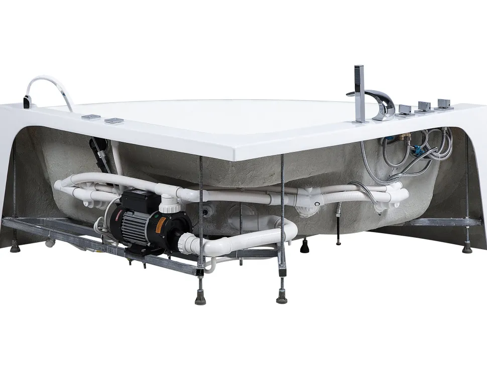 Banheira De Hidromassagem De Canto Em Acrilico Branco Com Led 190 X 135 Cm Marina