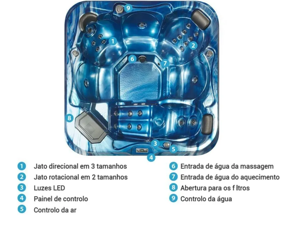 Banheira De Hidromassagem De Exterior Em Acrilico Azul 210 X 210 Cm Tularosa