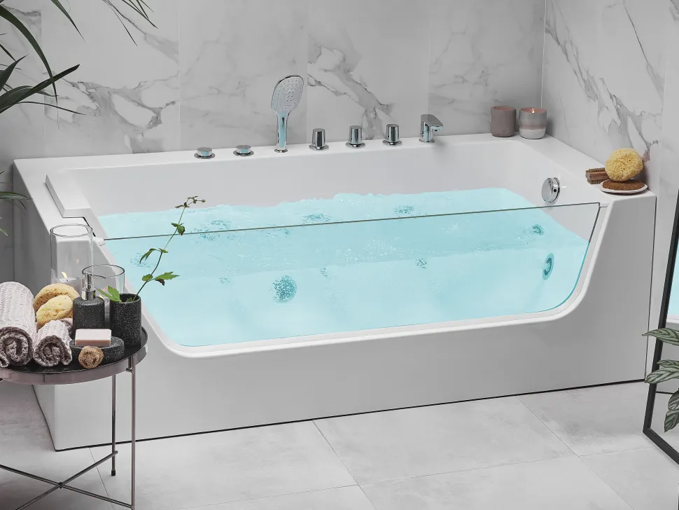 Banheira De Hidromassagem De Canto Versao A Esquerda Em Acrilico Branco 170 X 80 Cm Puquio