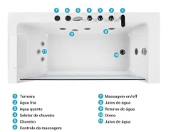 Banheira De Hidromassagem De Canto Versao A Esquerda Em Acrilico Branco 170 X 80 Cm Puquio