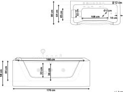 Banheira De Hidromassagem De Canto Versao A Esquerda Em Acrilico Branco 170 X 80 Cm Puquio
