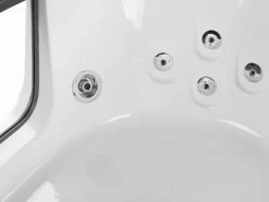 Banheira De Hidromassagem De Canto Em Acrilico Branco Com Led 140 X 140 Cm Martinica Ii