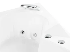 Banheira De Hidromassagem De Canto Em Acrilico Branco Com Led 140 X 140 Cm Martinica Ii
