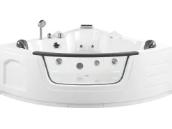 Banheira De Hidromassagem De Canto Em Acrilico Branco Com Led 140 X 140 Cm Martinica Ii