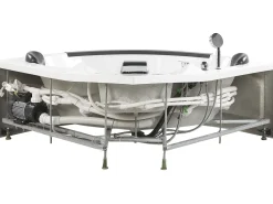 Banheira De Hidromassagem De Canto Em Acrilico Branco Com Led 140 X 140 Cm Martinica Ii