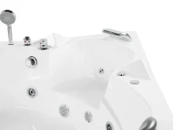 Banheira De Hidromassagem De Canto Em Acrilico Branco Com Led 140 X 140 Cm Martinica Ii