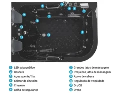 Banheira De Hidromassagem Versao A Direita Em Acrilico Preto 170 X 119 Cm Bayamo