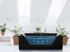 Banheira De Hidromassagem Em Acrilico Preto Com Led 153 X 71 Cm Samana