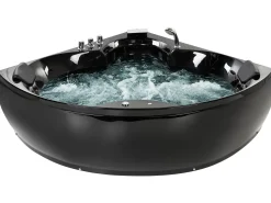 Banheira De Hidromassagem De Canto Em Acrilico Preto Com Led 145 X 145 Cm Senado