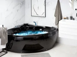 Banheira De Hidromassagem De Canto Em Acrilico Preto Com Led 145 X 145 Cm Senado