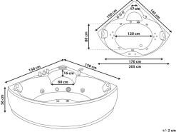 Banheira De Hidromassagem De Canto Em Acrilico Preto Com Led 145 X 145 Cm Senado