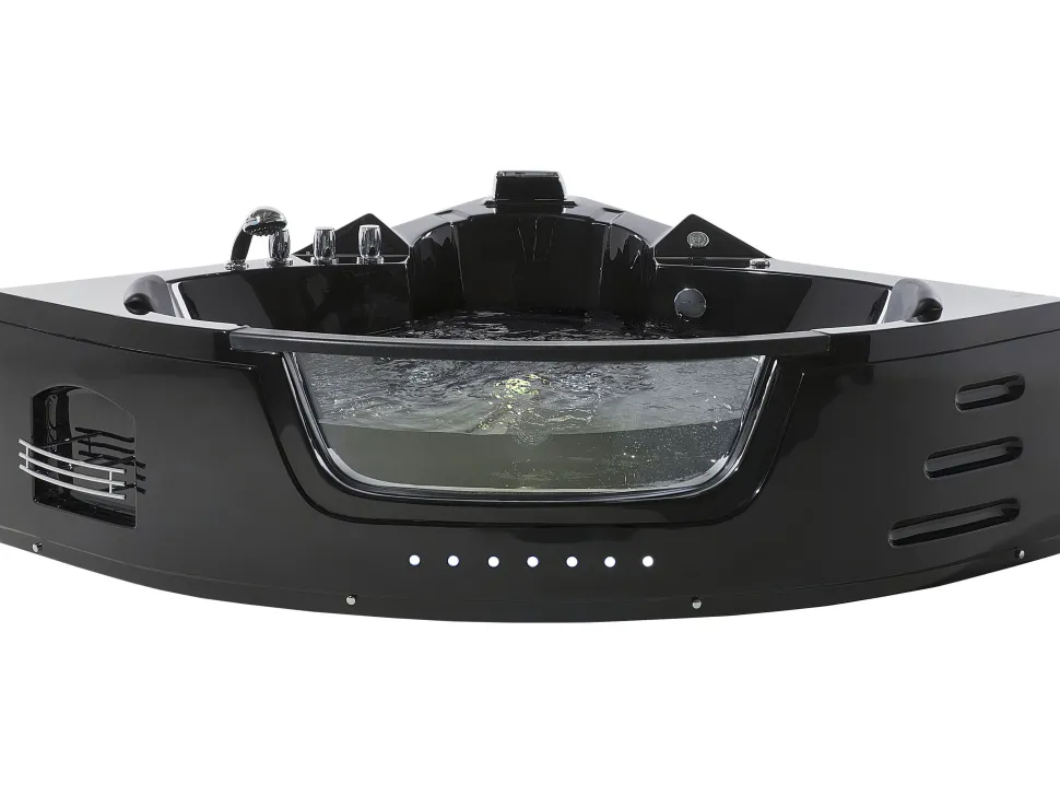 Banheira De Hidromassagem De Canto Em Acrilico Preto Com Led 214 X 155 Cm Martinica