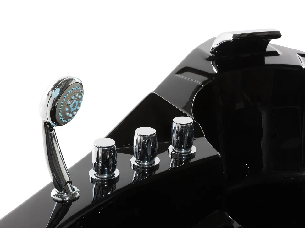 Banheira De Hidromassagem De Canto Em Acrilico Preto Com Led 214 X 155 Cm Martinica