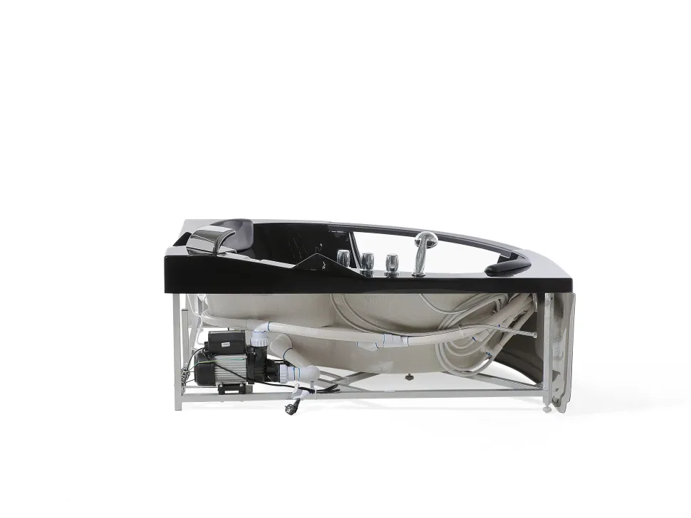Banheira De Hidromassagem De Canto Em Acrilico Preto Com Led 214 X 155 Cm Martinica