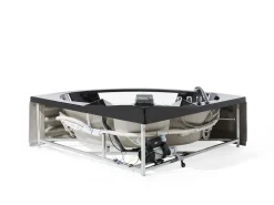 Banheira De Hidromassagem De Canto Em Acrilico Preto Com Led 214 X 155 Cm Martinica