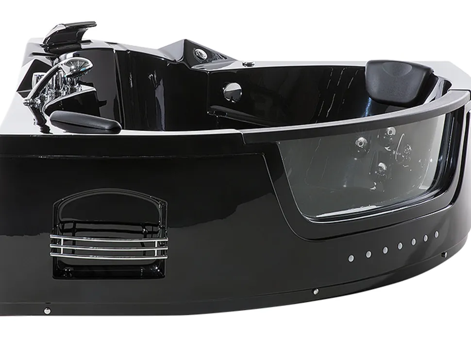 Banheira De Hidromassagem De Canto Em Acrilico Preto Com Led 214 X 155 Cm Martinica