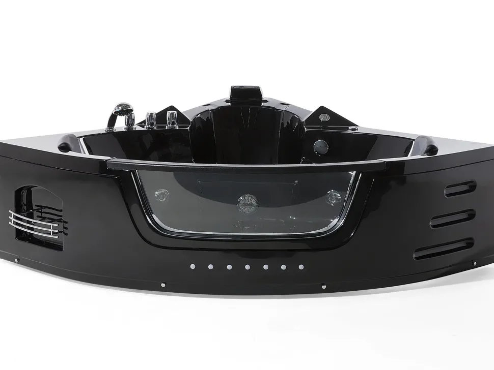 Banheira De Hidromassagem De Canto Em Acrilico Preto Com Led 214 X 155 Cm Martinica