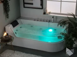 Banheira De Hidromassagem De Canto Em Acrilico Branco Com Led 170 X 80 Cm Acuario