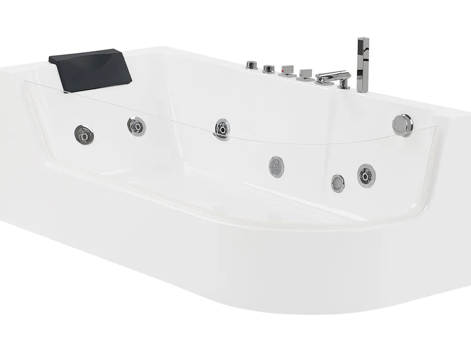 Banheira De Hidromassagem De Canto Em Acrilico Branco Com Led 170 X 80 Cm Acuario