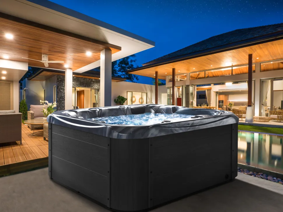 Banheira De Hidromassagem De Exterior Em Acrilico Cinzento Com Led 200 X 200 Cm Lastarria