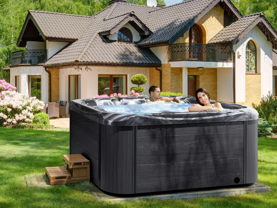 Banheira De Hidromassagem De Exterior Em Acrilico Cinzento Com Led 200 X 200 Cm Lastarria