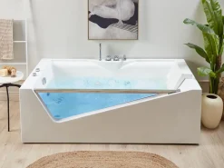 Banheira De Hidromassagem Em Acrilico Branco Com Led 180 X 90 Cm Marquis