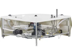 Banheira De Hidromassagem De Canto Em Acrilico Branco Com Led E Coluna Bluetooth 210 X 145 Cm Monaco