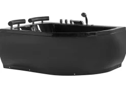 Banheira De Hidromassagem De Canto Versao A Direita Em Acrilico Preto Com Led 160 X 113 Cm Paradiso