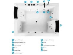 Banheira De Hidromassagem Em Acrilico Branco Com Led 183 X 142 Cm Salamanca