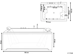 Banheira De Hidromassagem Em Acrilico Branco Com Led 183 X 142 Cm Salamanca