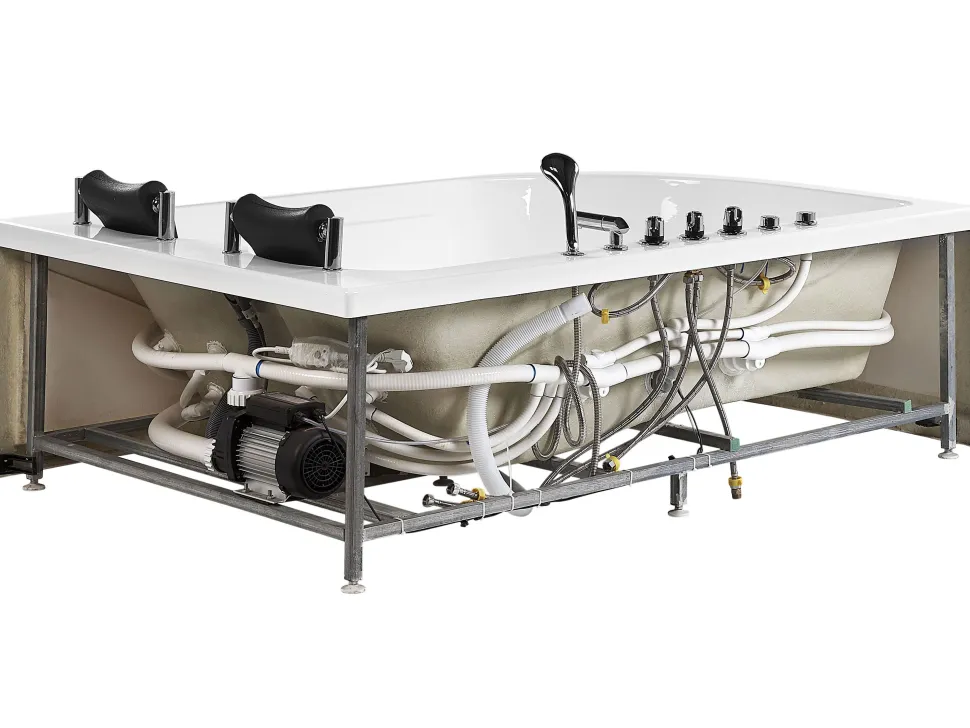 Banheira De Hidromassagem De Canto Esquerdo Em Acrilico Branco Com Led 180 X 120 Cm Calama