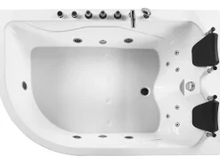 Banheira De Hidromassagem De Canto Esquerdo Em Acrilico Branco Com Led 180 X 120 Cm Calama