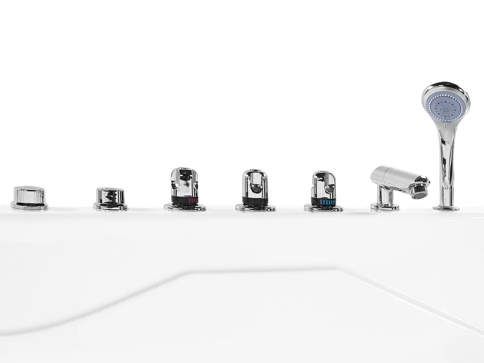 Banheira De Hidromassagem De Canto Esquerdo Em Acrilico Branco Com Led 180 X 120 Cm Calama