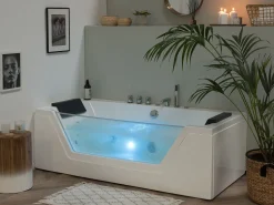 Banheira De Hidromassagem Em Acrilico Branco Com Led 174 X 79 Cm Samana