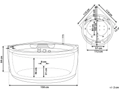 Banheira De Hidromassagem De Canto Em Acrilico Branco Com Led E Coluna Bluetooth 150 X 114 Cm Milano