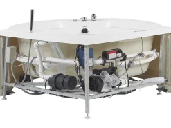 Banheira De Hidromassagem De Canto Em Acrilico Branco Com Led E Coluna Bluetooth 150 X 114 Cm Milano