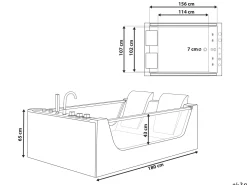 Banheira De Hidromassagem Em Acrilico Branco Com Led 180 X 120 Cm Curacao