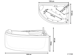 Banheira De Hidromassagem De Canto A Esquerda Com Led Em Branco Neiva