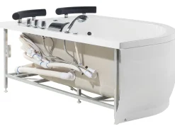 Banheira De Hidromassagem De Canto Versao A Esquerda Em Acrilico Branco Com Led 160 X 113 Cm Paradiso