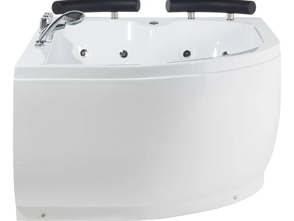 Banheira De Hidromassagem De Canto Versao A Esquerda Em Acrilico Branco Com Led 160 X 113 Cm Paradiso