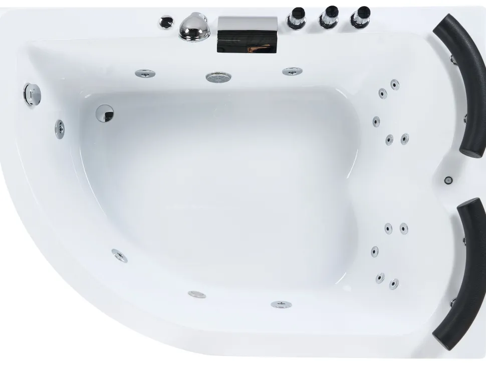 Banheira De Hidromassagem De Canto Versao A Esquerda Em Acrilico Branco Com Led 160 X 113 Cm Paradiso